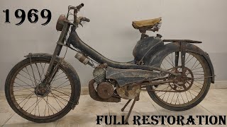 Old Moped Full Restoration Mobylette Motobecane 1969 Model  2 Stroke [upl. by Uok]