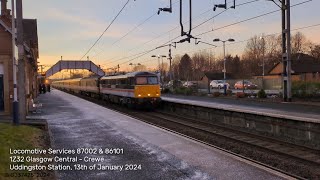 87002 amp 86101 on Intercitys quotThe Ayr Extensionquot sunset at Uddingston 130124 [upl. by Keegan]