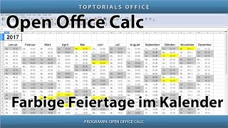 Farbige Feiertage im Kalender OpenOffice Calc [upl. by Maril]