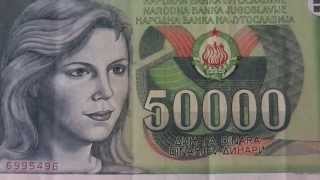 The 50000 Dinara papermoney banknote of the Federal Republic of Yugoslavia [upl. by Zelazny961]