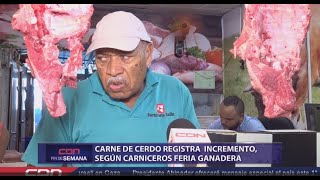 Carne de cerdo registra incremento según carniceros Feria Ganadera [upl. by Akcimat]