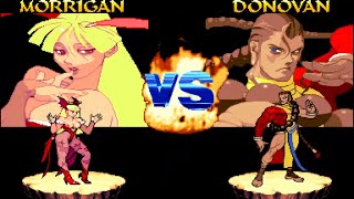 Darkstalkers 2  Morrigan Aensland vs Donovan Hard AI Arcade Mode Vampire Hunter Revenge [upl. by Aivirt]