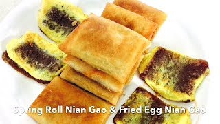 Fried Spring Roll Nian Gao amp Pan Fried Nian Gao with Eggs [upl. by Esir384]