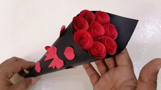 Ramo de Rosas de papel  Bouquetde rosas  manualidades [upl. by Natanhoj]