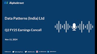 Data Patterns India Ltd Q2 FY202425 Earnings Conference Call [upl. by Ancell]