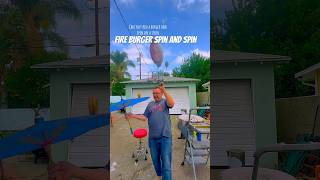 Spinning and spinning a fire burger juggling funny comedycircus tricks fire burger danger [upl. by Kenny156]