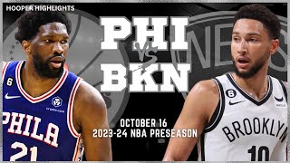 Philadelphia 76ers vs Brooklyn Nets Full Game Highlights  Oct 16  202324 NBA Preseason [upl. by Elrahc502]