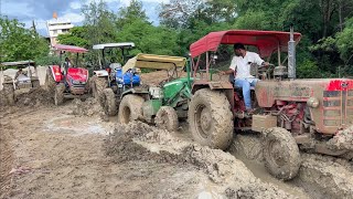 Tractor Power Test in Deep Mud Mahindra Arjun Novo New Holland Eicher 485 John Deere Tractor show [upl. by Drye]