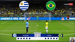 Uruguay vs Brazil  Penalty Shootout  Copa America 2024  Quarter Final  Vinicius vs Nunez  PES [upl. by Orlan]