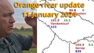 Orange river Update 11 Januray 2024 Vanderkloof dam overflowing more rains forecast and it is good [upl. by Nanis]