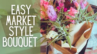 🌷🌷🌷 EASY Market Style Bouquet  DIY Flower Bouquet  Simple Flower Arranging Tutorial [upl. by Eekorehc]