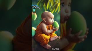 So cute little monk 🙏🙏👍👍 please like and subscribe my channel trending cute funny baby [upl. by Meela]