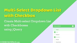 Multi select Dropdown List with Checkbox using jQuery [upl. by Cesya]