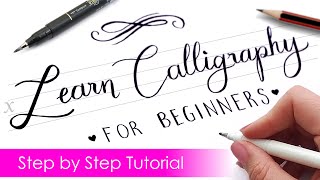 How to write CALLIGRAPHY with ANY PEN ✍️  Step by Step Tutorial [upl. by Enelyaj]