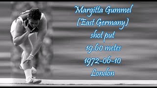 Margitta Gummel East Germany shot put 1960 metes 19720610 London [upl. by Neraj174]