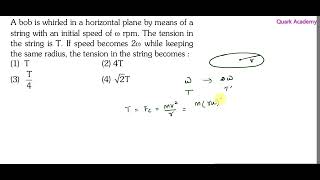 NEET 2024 solution in English  A bob is whirled in a horizontal plane by means of a string with an [upl. by Adyan]