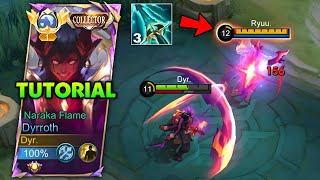 TUTORIAL NEW DYRROTH 1 HIT BUILD 2024   Mobile Legends [upl. by Alyekahs115]