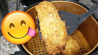 PESCADO FRITO EMPANIZADO SIN ACEITE Saludable y Facil Apanado en Air Fryer [upl. by Gilus]