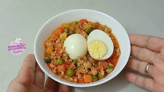 PICADILLO with Boiled Eggs  Ground Pork Stew Recipe [upl. by Bannerman]