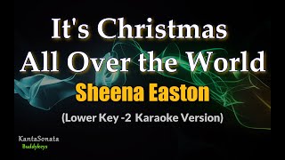 Its Christmas All Over the World  Sheena Easton  LOWER KEY Karaoke Version [upl. by Ailene620]