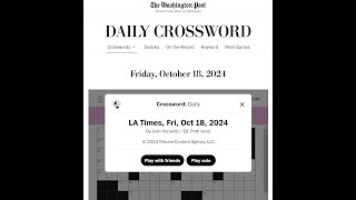 The Washington Post  LA Times Crossword 18102024 [upl. by Woll]