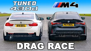 BMW Tuned 430d vs BMW M4 DRAG RACE [upl. by Elmina458]