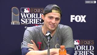 2023 World Series Corey Seager ignores question about Dodgers free agency [upl. by Gary42]