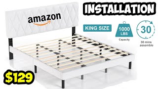 Amazon King Size Bed Frame Assembly Installation stepbystep [upl. by Agretha]