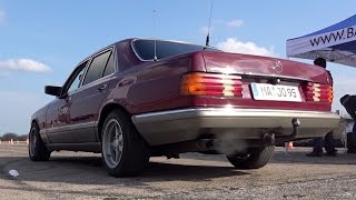 Mercedes 280SE W126 Acceleration 0100 amp Race Sound [upl. by Gilbertson852]