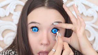 Putting In 4 HUGE Sclera Color Contacts For The First Time Tips for you too  Fiona Frills [upl. by Thesda523]