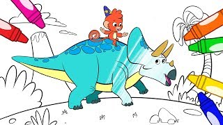 Triceratops Coloring Book  Dinosaur Drawing and Coloring Pages for kids  Club Baboo [upl. by Cohl]