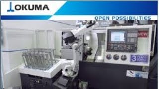 Okuma Lathe GENOS L3000e  Automation with RoboJob TURNASSIST 200 [upl. by Annairdna]