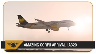 XPlane 11 60FPS INCREDIBLE SCENERY  Thomas Cook A320 Corfu Landing  Manchester  Corfu [upl. by Yennaiv]