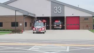 AIR HORN Streamwood fire department engine 33 and ambulance 33 responding [upl. by Anwat]