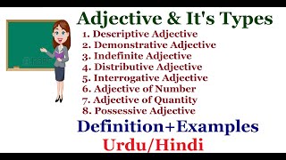 Adjective and its Types DefinitionExamples Urdu  Hindi [upl. by Garcon]