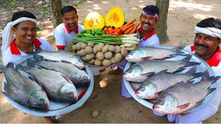 Bengali village style tomato potato Katla fish curry  fish curry cooking for village people [upl. by Talmud]