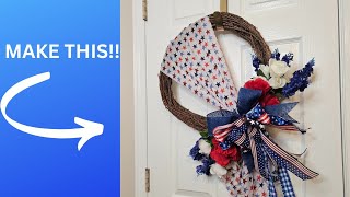 Simple Patriotic Grapevine Wreath Tutorial bowmaking patrioticdecor burlapali [upl. by Gamages]