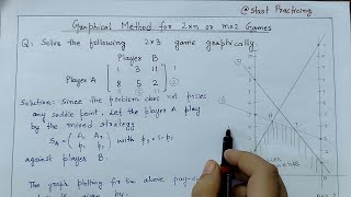 Graphical Method in Game Theory  2xn and mx2 game without saddle point  Operation Research [upl. by Sella]