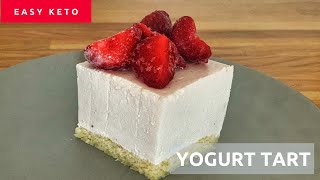 Keto Strawberry Flavoured Yogurt Fridge Tart YskasTert  Quick and very Easy to Make [upl. by Horsey546]