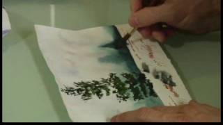 How to Paint a Snowscape Watercolor Painting  Adding Foreground Trees in a Snowscape Painting [upl. by Popper]