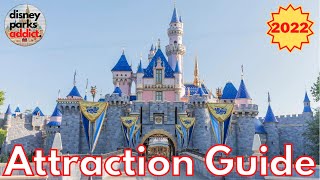 Disneyland ATTRACTION GUIDE  2022  All Rides  Shows  Anaheim California [upl. by Neehsar]