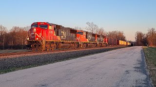 CN SD75i trio leads a ballast train north  Lomira WI [upl. by Grishilde]