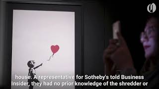 Banksy painting shredded following final bid at auction [upl. by Erving]