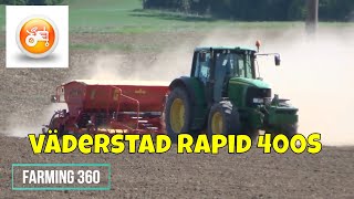 John Deere working with Väderstad Rapid 400S seed drill [upl. by Hawger]