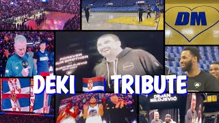 Inarena Warriors’ Dejan “Deki” Milojevic tribute Podziemski Luka Steph Curry autographs Looney [upl. by Dyane]