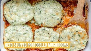 Keto Stuffed Portobello Mushrooms Recipe With Cheese amp Spinach  Blondelish [upl. by Draude]