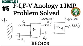 5 Control Systems FIFV Analogy 1 IMP Problem Explained Module 1 4th Sem ECE 2022 Scheme VTU BEC403 [upl. by Aloeda]