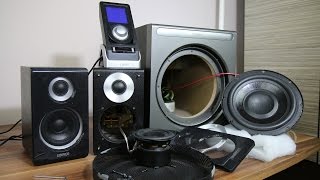 Look inside Edifier S530D 21 Speakers  How to remove sub grill [upl. by Vasquez]