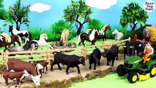 Farmyard Animal Figurines in the Field Countryside Scenery Set [upl. by Enimasaj]