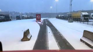 Driving the truck out from baltic princess and the harbor in to bad snow weather [upl. by Gebler]